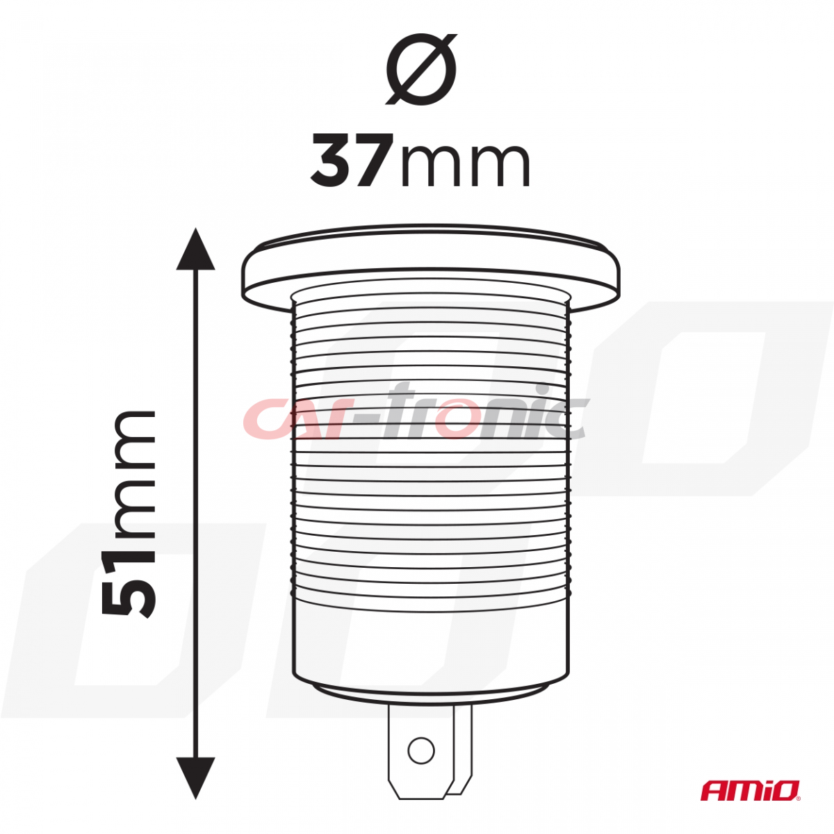 Dodatkowe gniazdo zasilania do zabudowy 12V 24V MOD-01 AMIO-02851