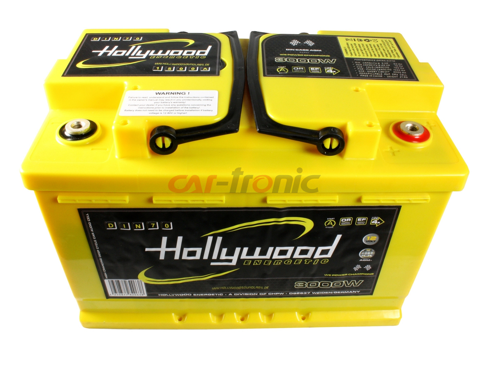 Akumulator Hollywood DIN-70 12V, 3000W, 70Ah