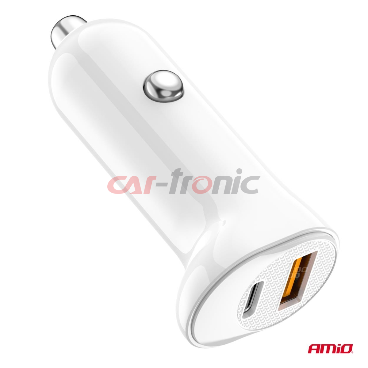 Ładowarka samochodowa USB-A+ USB-C 20W AMIO-03875