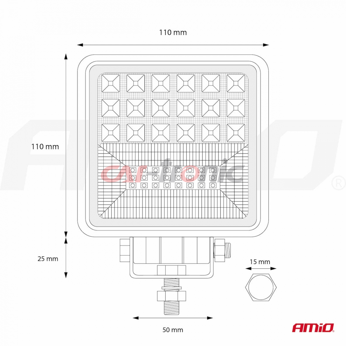 Lampa robocza szperacz LED AWL12 12V 24V AMIO-02426