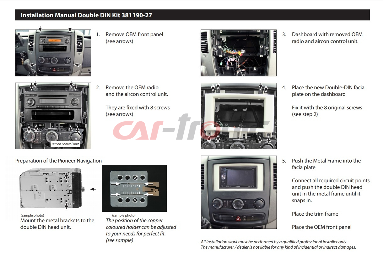 Ramka radiowa 2 DIN Mercedes Sprinter (W906)  04/2006->,VW Crafter 04/2006->