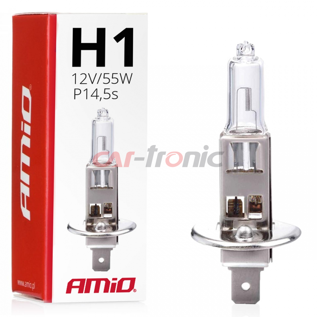 Żarówka halogenowa H1 12V 55W filtr UV (E8) AMIO-01484