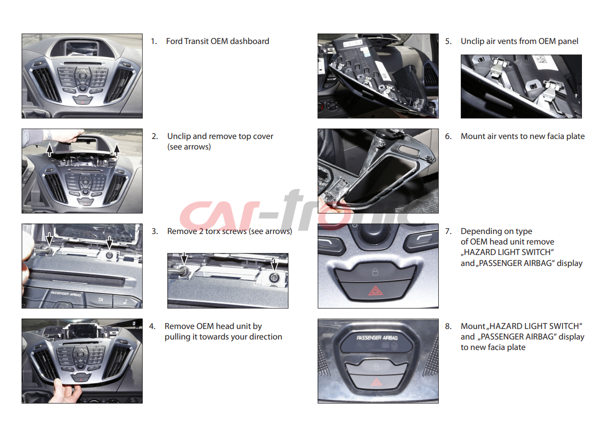 Ramka radiowa 2 DIN Ford Transit Custom (FCC) 11/2012->, Tourneo (FAC) 11/2012-> Nebula