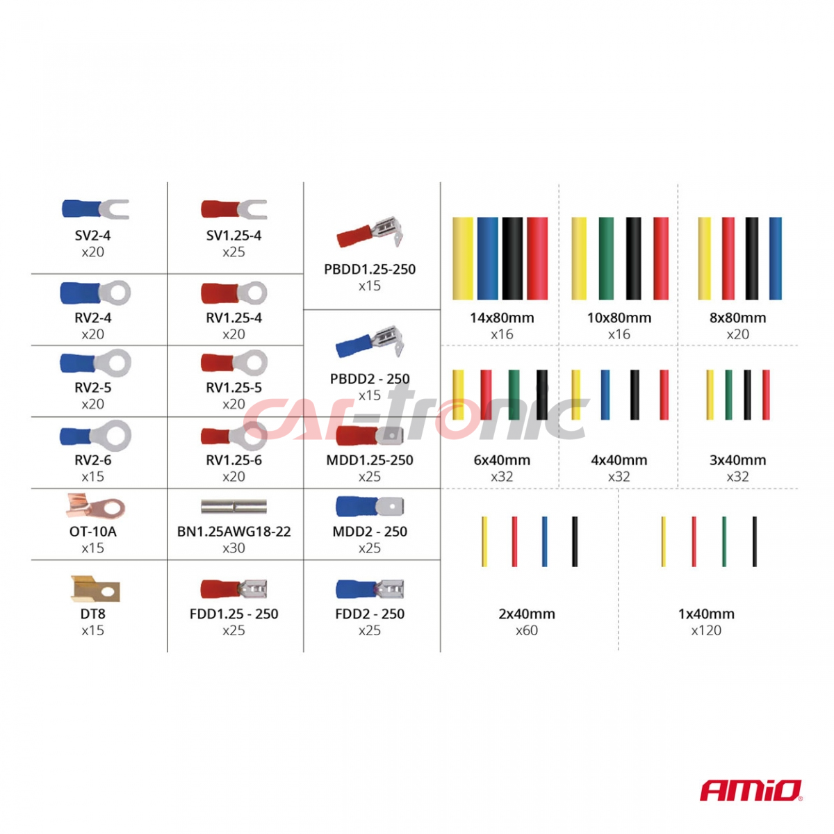 Zestaw konektorów i rurek termokurczliwych 678 szt. AMIO-03031