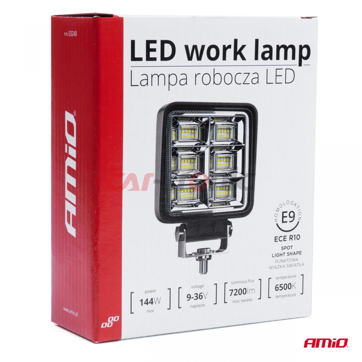 Lampa robocza halogen LED szperacz AWL37 48 LED 144W 12V 24V AMIO-03248