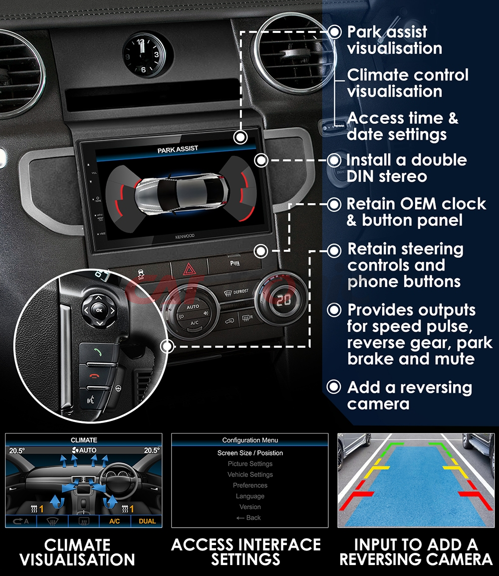 Zestaw montażowy 2 DIN Land Rover Discovery 2012 - 2016 CTKLR16