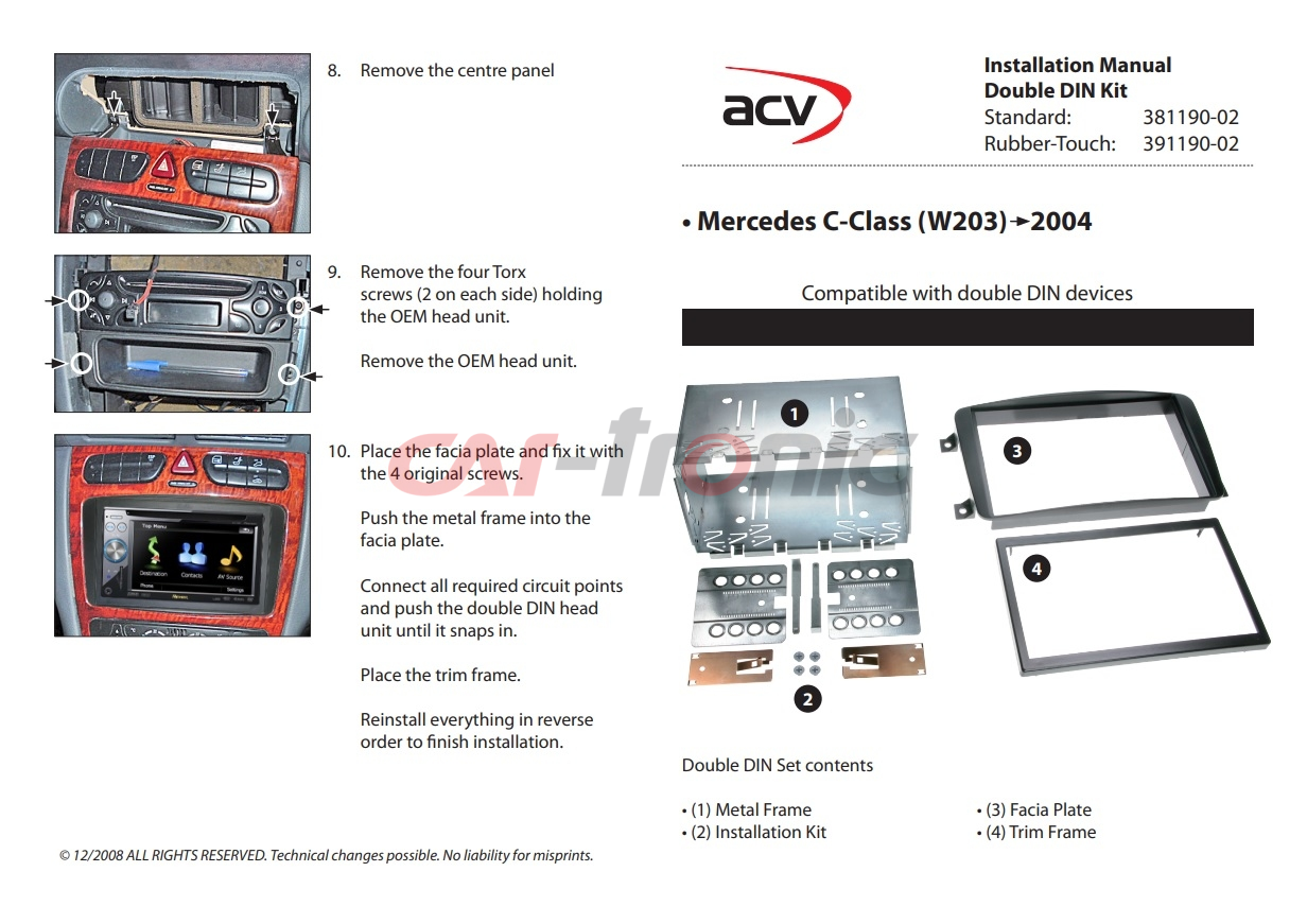 Ramka radiowa 2 DIN Mercedes C (W203), CLK (C209) 2000->, Vito, Viano 2004->