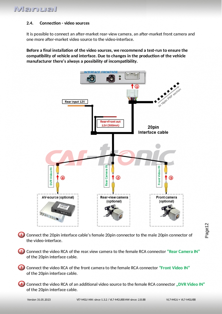 Adapter do kamery cofania BMW MGU, HSD+2