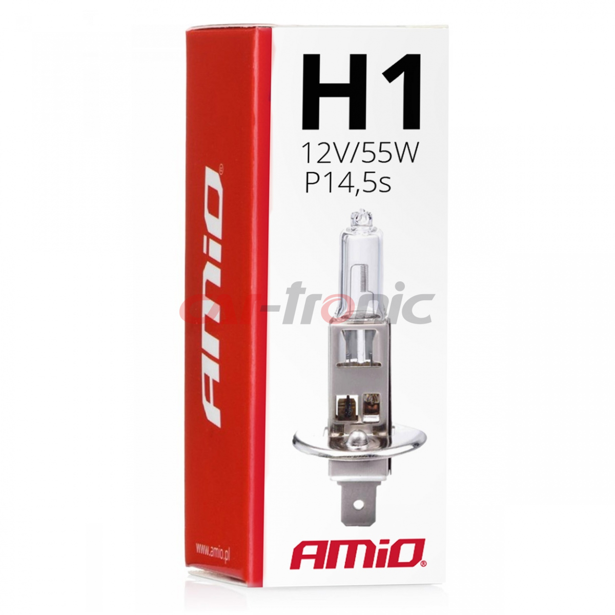 Żarówka halogenowa H1 12V 55W filtr UV (E8) AMIO-01484