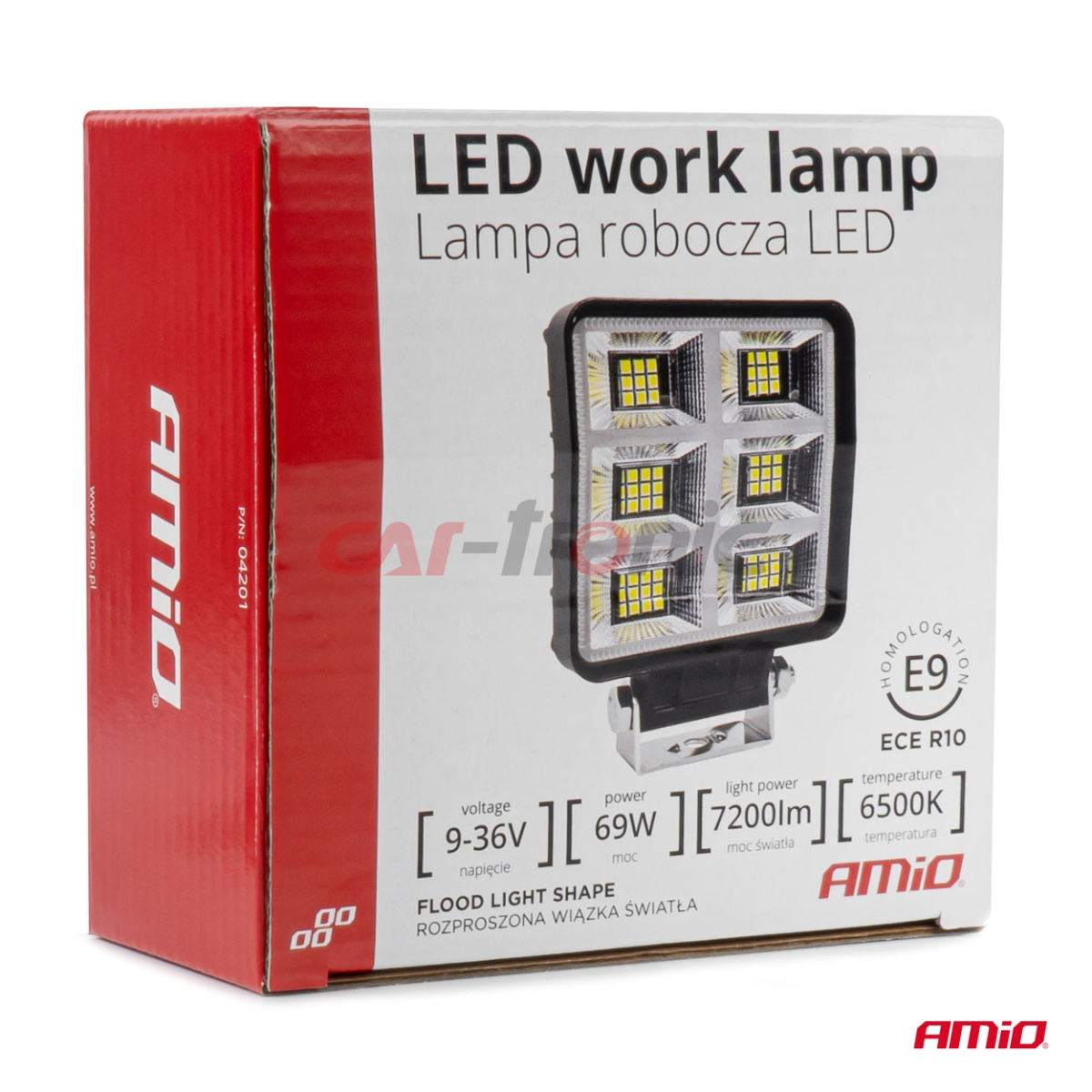 Lampa robocza szperacz LED AWL60 69W 6500K 7200lm 12V 24V AMIO-04201