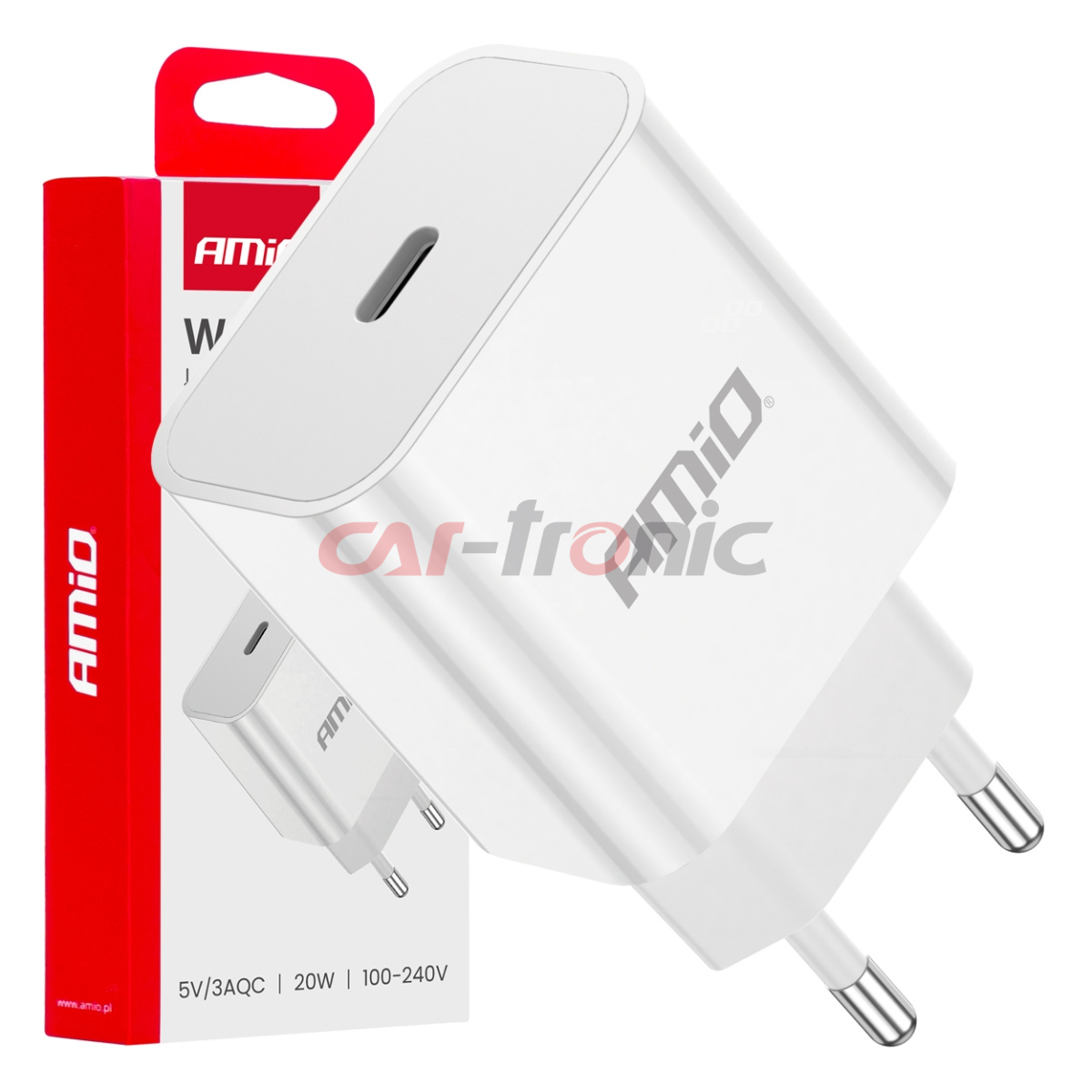 Ładowarka sieciowa 230V 20W USB-C AMIO-03891