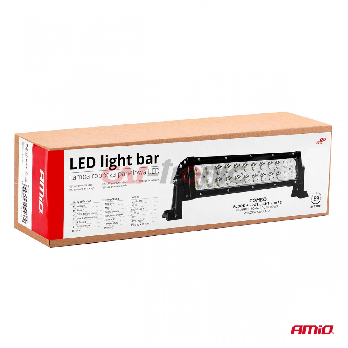 Lampa robocza panelowa LED BAR prosta AWL23 72W 40cm 7200lm 12V 24V AMIO-02437