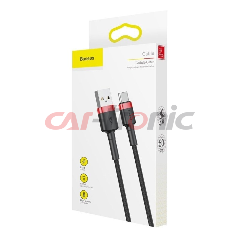 Kabel USB na USB-C Baseus Cafule 3A 1m czerwono-czarny