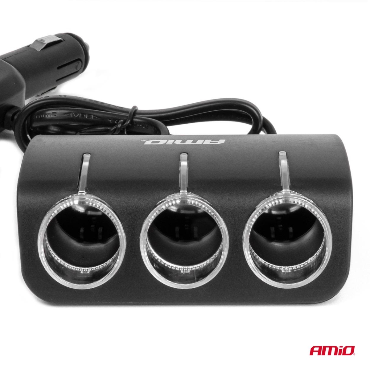 Rozdzielacz gniazda zapalniczki z ładowarką i żarnikiem 12V 24V 120W 80cm AMIO-04360