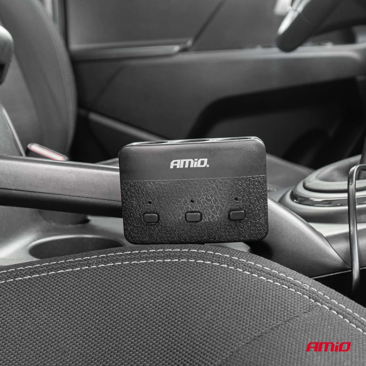 Rozdzielacz gniazda zapalniczki z ładowarką 2x USB-A ON/OFF LED 12V 24V 100W 70cm AMIO-04363