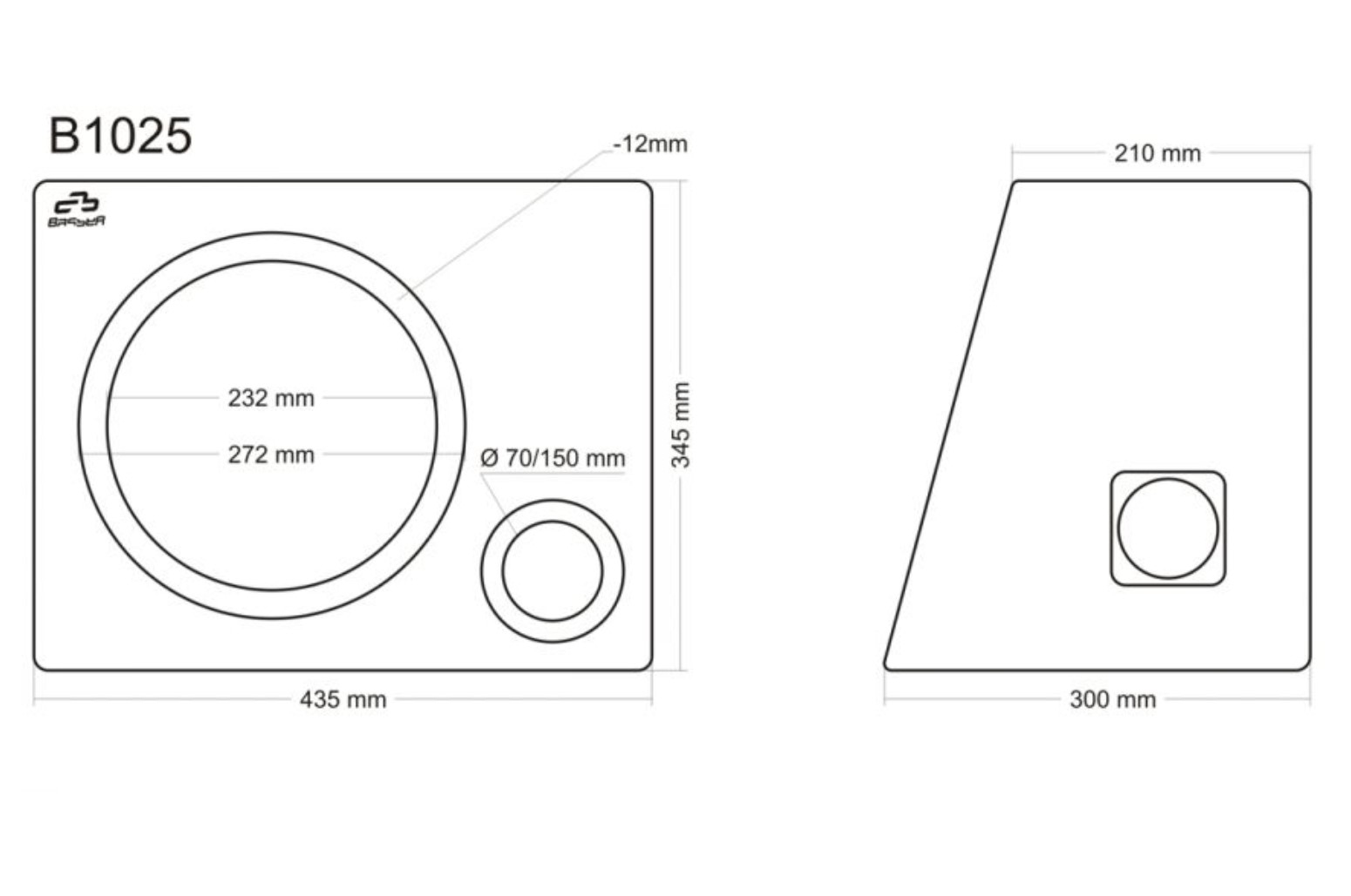 Obudowa głośnikowa bassreflex 25cm/25l podfrezowana