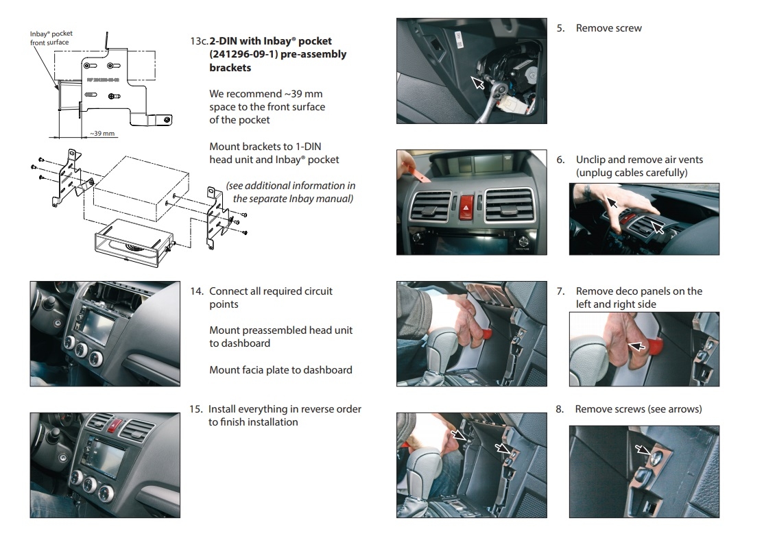 Marco de radio 2 DIN Subaru Forester 15->, Impreza 15->, XV 15->