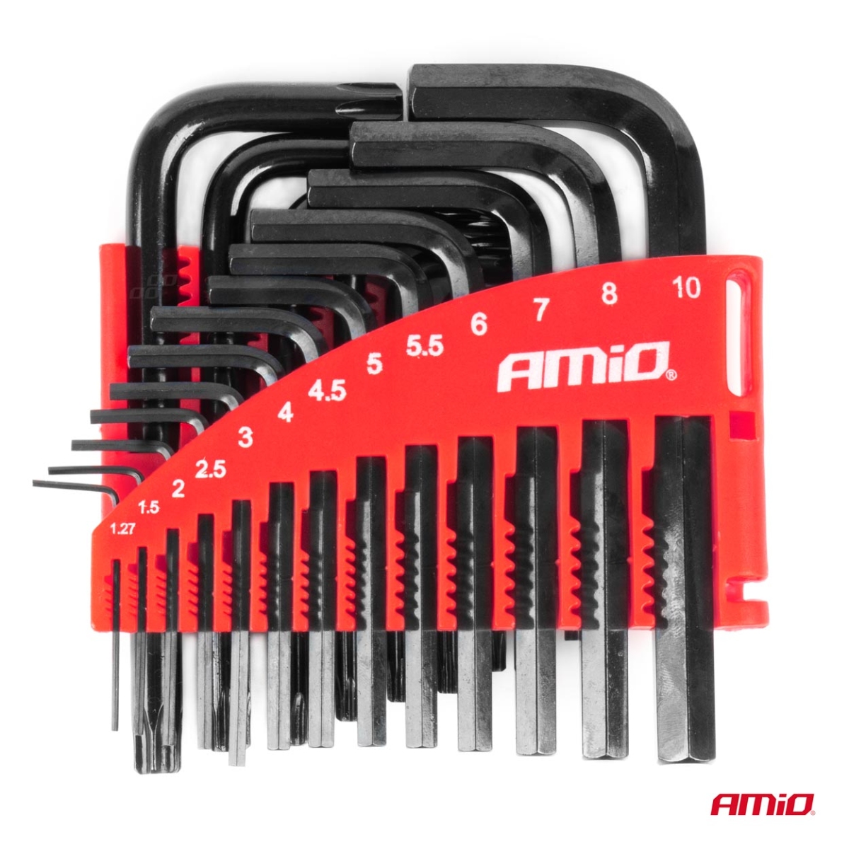 Sada imbusových klíčů IMBUS HEX TORX CRV, černá, 22dílná, AMIO-04297