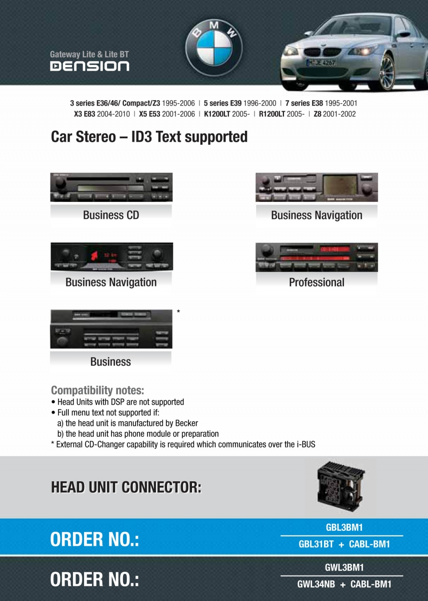 Dension Digital Växlare Bluetooth, USB, iPod, iPhone, AUX - BMW E46, E38, E39, X3, X5