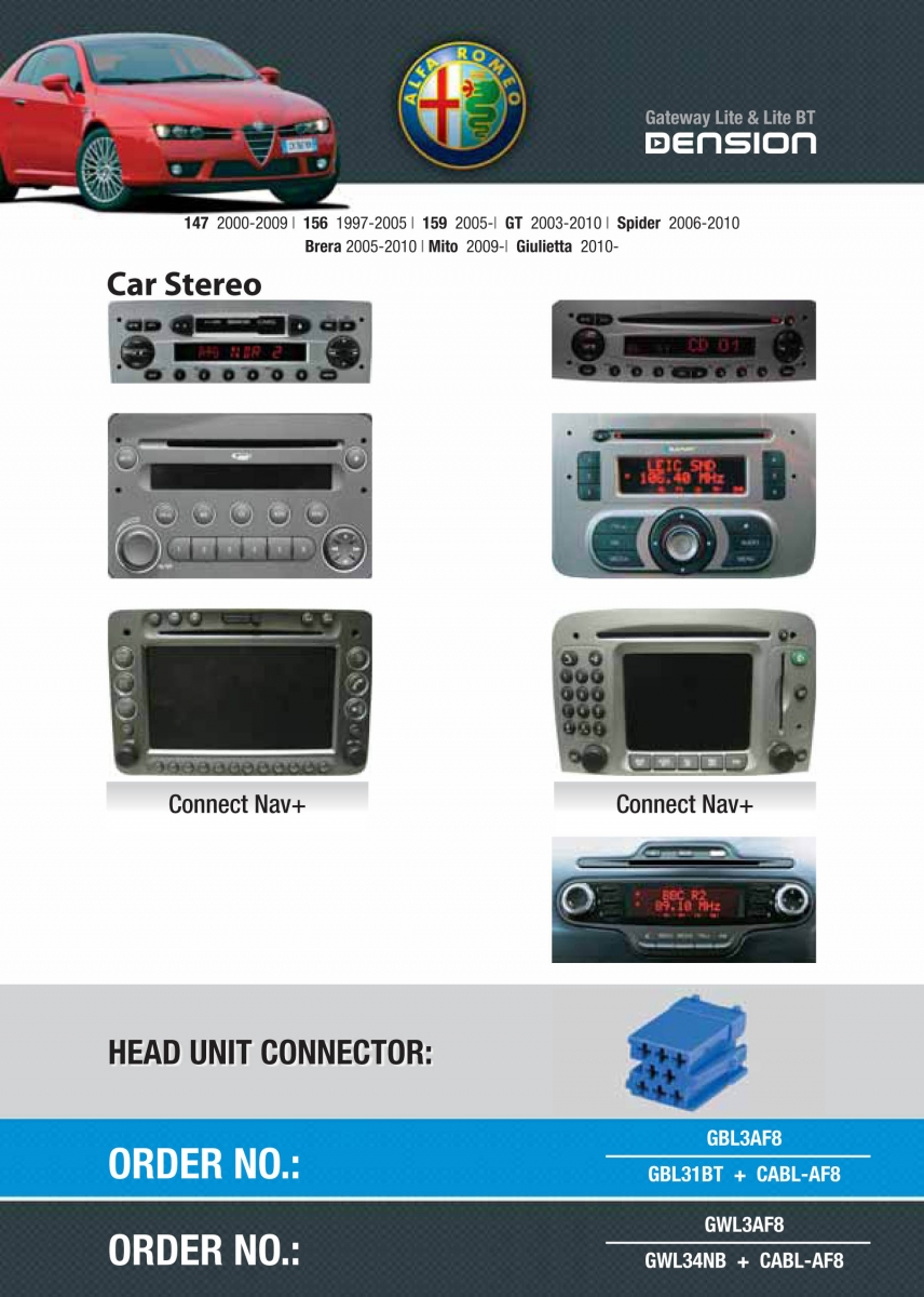Dension Digital Changer Bluetooth, USB, iPod, iPhone, AUX - Fiat, Alfa Romeo, Lancia