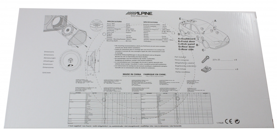 Głośniki samochodowe ALPINE SXE-1725S