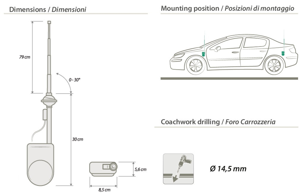 Antena teleskopowa elektryczna AM,FM