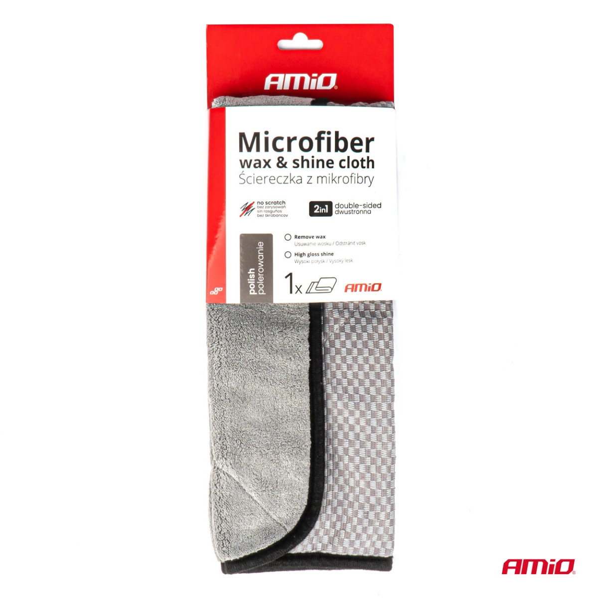 Mikrofibra ścierka 2w1 do polerowania i nabłyszczania samochodu 40x40 cm 600 g AMIO-03976