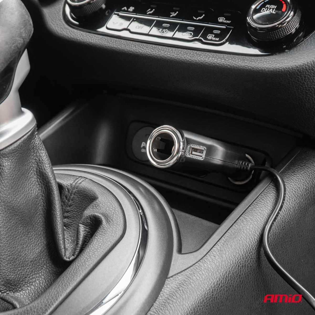 Rozdzielacz gniazda zapalniczki z ładowarką i żarnikiem 12V 24V 120W 80cm AMIO-04360