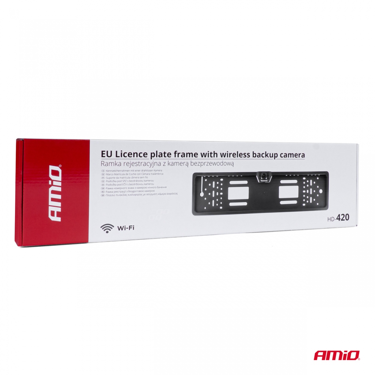 Vezeték nélküli WIFI tolatókamera a rendszámtábla keretbe építve AMIO-03539