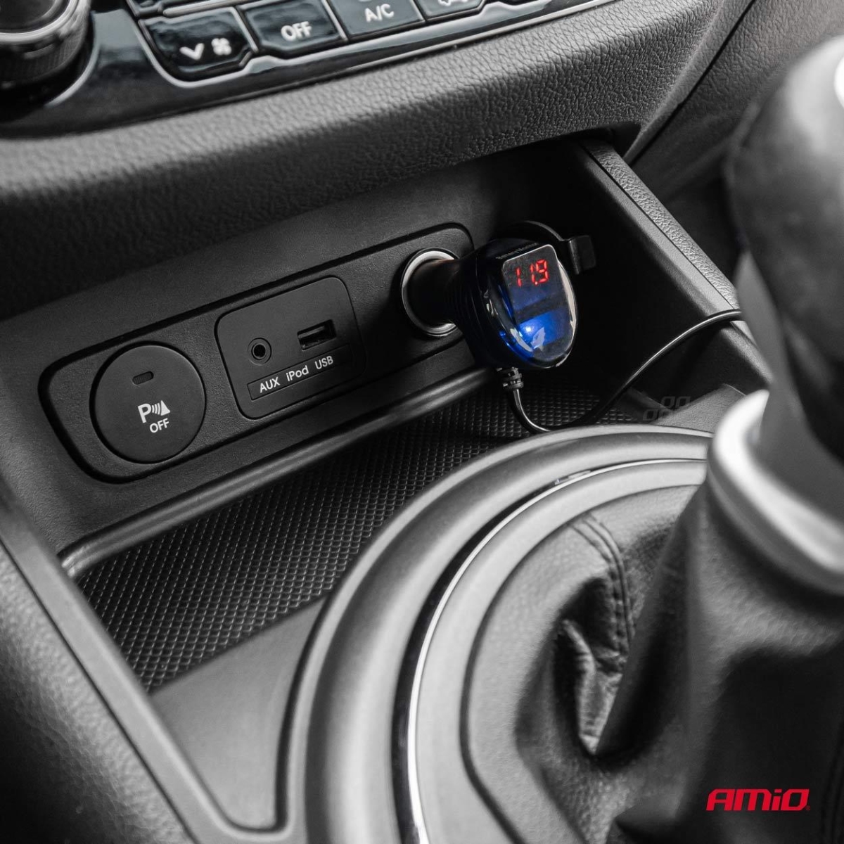 Rozdzielacz gniazda zapalniczki z ładowarką 2x USB-A QC3.0 12V 24V 120W 80cm AMIO-04364