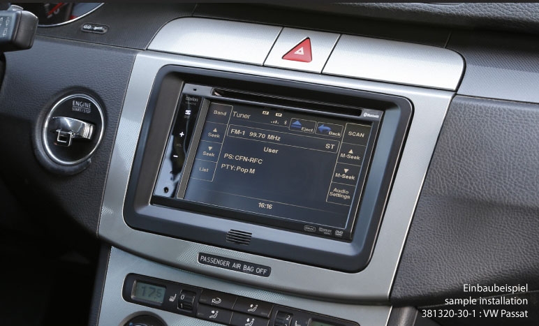 Ramka radiowa 2 DIN VW Golf, Jetta, Passat, T5, T6, Seat, Skoda Octavia II czarny błyszczący