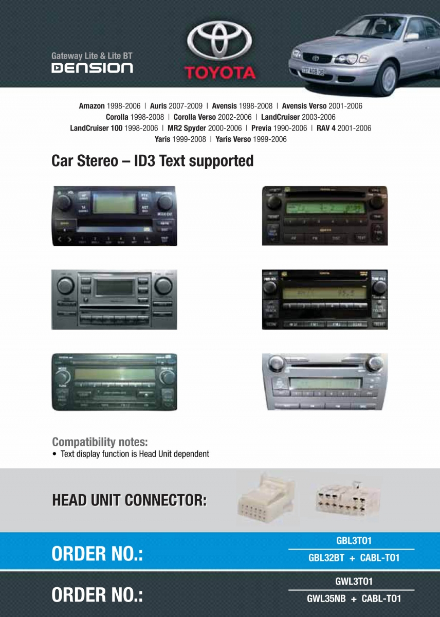 Dension Digital Changer Bluetooth, USB, iPod, iPhone, AUX - Toyota, Lexus