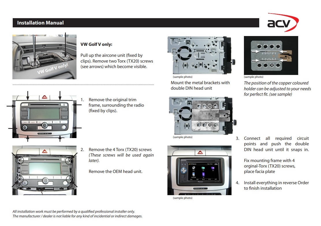 Seat, Skoda, VW radio frame. Skoda Fabia, Octavia, Superb. VW Golf, Jetta, Passat, Tiguan.