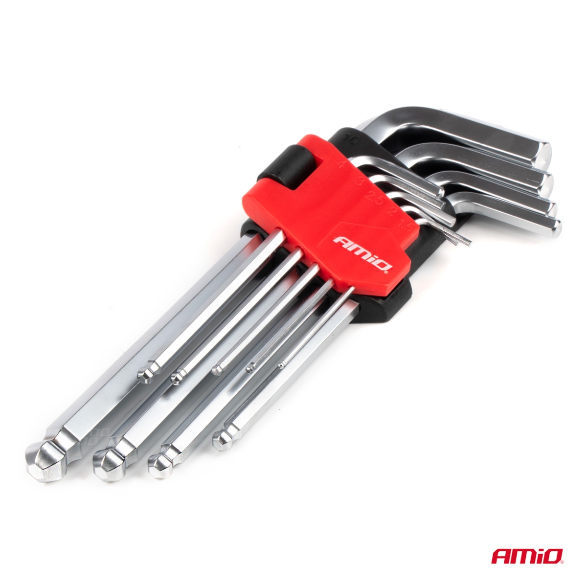 Chiavi a brugola esagonali con sfera, chiavi a brugola lunghe, set CRV, 9 pezzi AMIO-04302