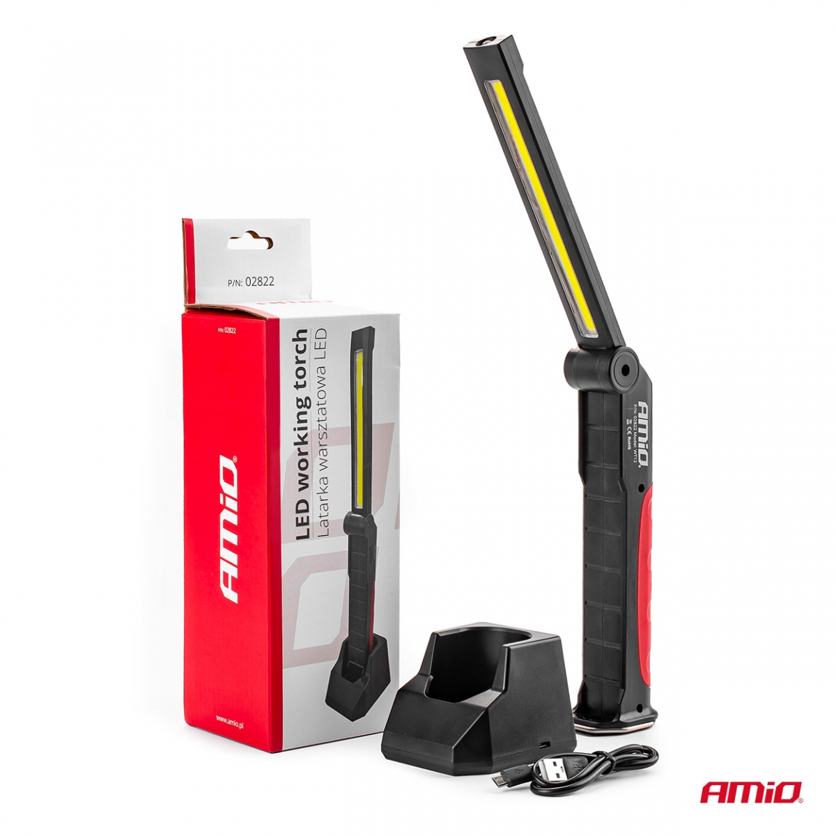 Lampada di ispezione con torcia elettrica e stazione di ricarica WT12 AMIO-02822