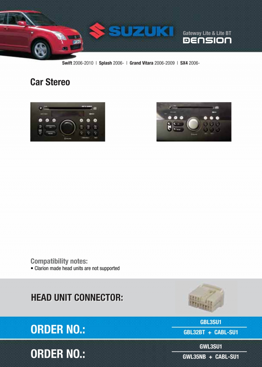 Cyfrowa zmieniarka Dension Bluetooth,USB,iPod,iPhone,AUX - Suzuki Swift, Vitara, Splash, SX4