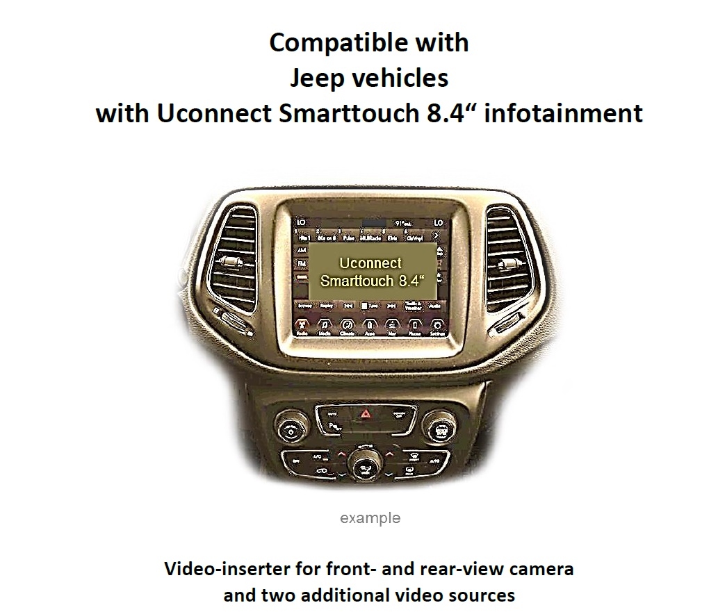 Adapter for rear view camera Jeep Compass, Renegade, Wrangler 2018 -> Uconnect 8.4.