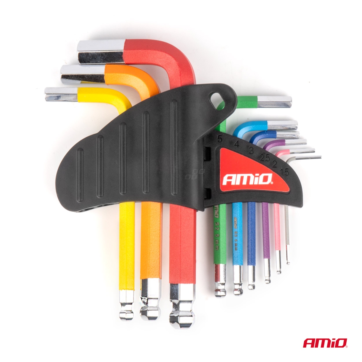 Chiavi a brugola esagonali con sfera, chiavi a brugola corte, set da 9 pezzi, S2 AMIO-04298