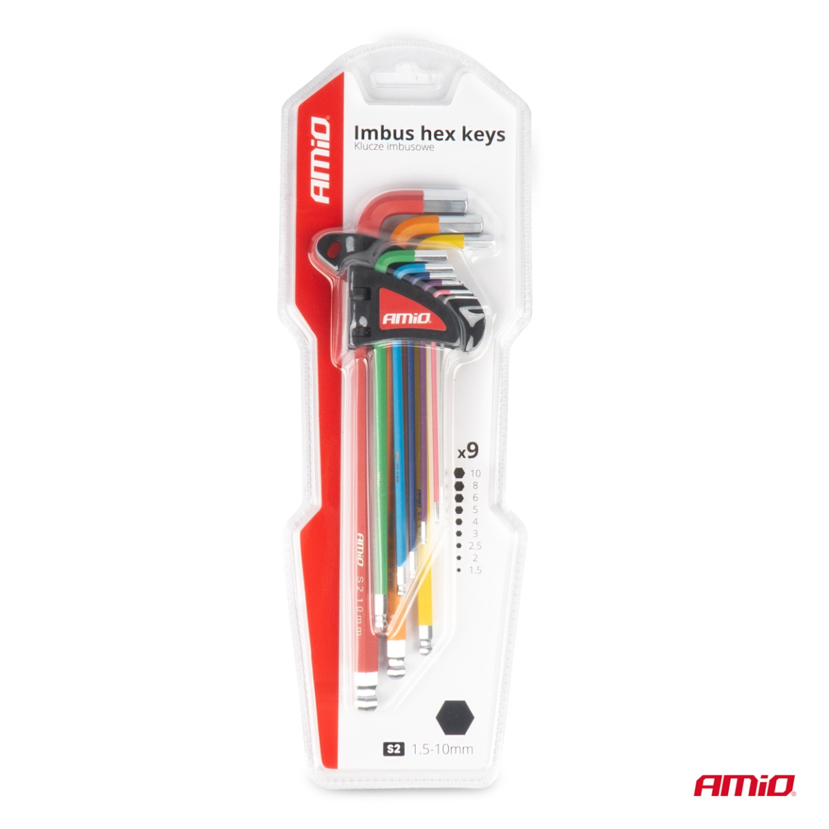 HEX-Inbusschlüssel mit Kugel, extra lange Inbusschlüssel, 9er-Set AMIO-04299