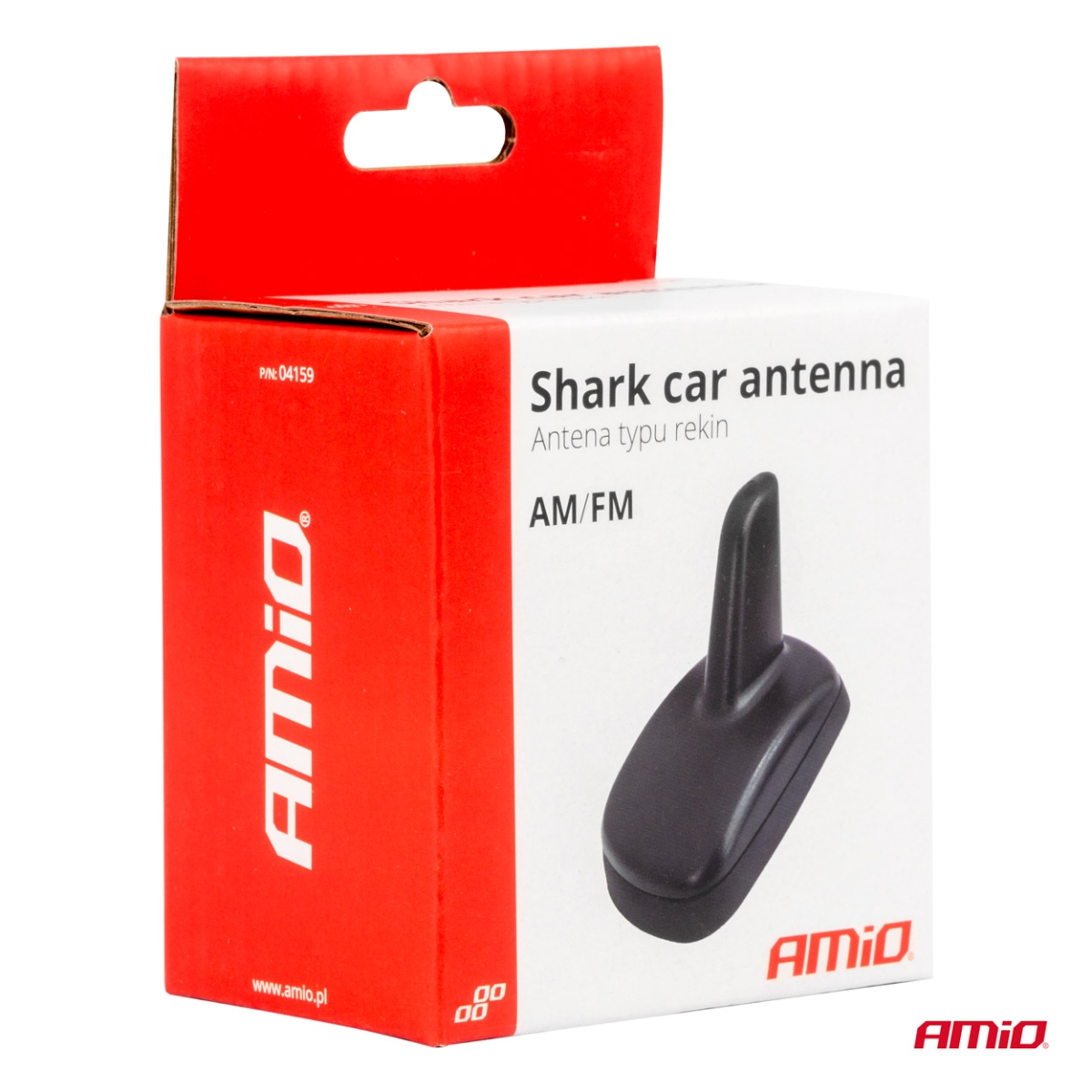 Universal shark type car antenna with amplifier and DIN plug AMIO-04159