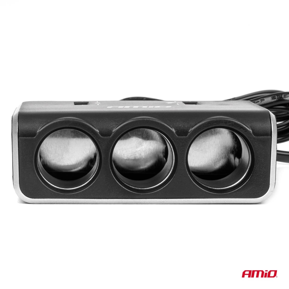 Rozdzielacz gniazda zapalniczki z ładowarką 2x USB-A QC3.0 12V 24V 120W 80cm AMIO-04364