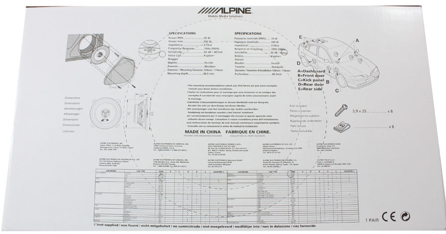 Altavoces para coche ALPINE SXE-1325S