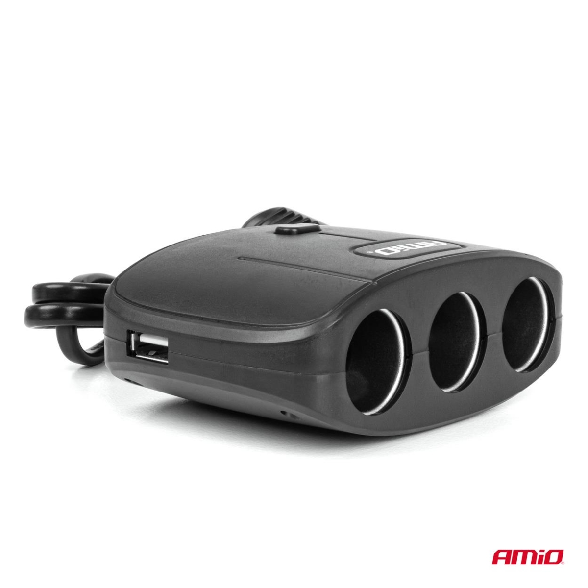 Presa accendisigari splitter con caricabatterie 2x USB-A ON/OFF 12V 24V 100W 70cm AMIO-04362