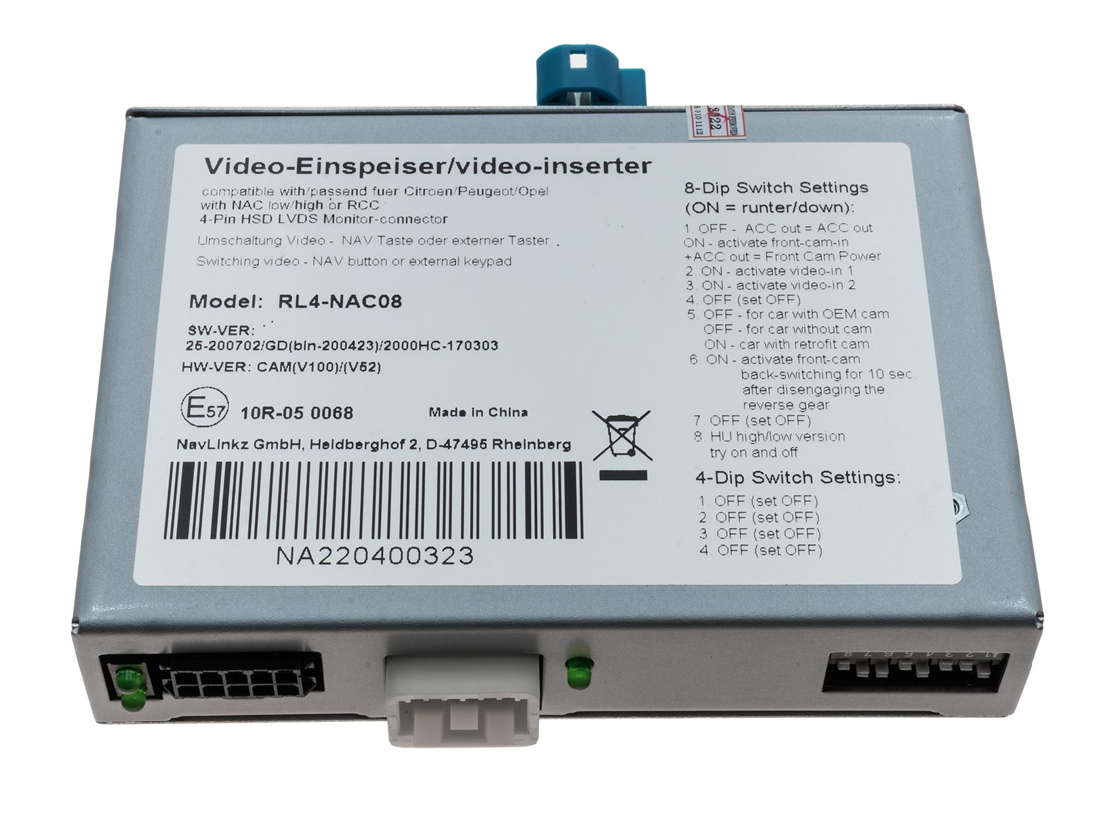 Interfejs kamery Citroen, Peugeot NAC Systems