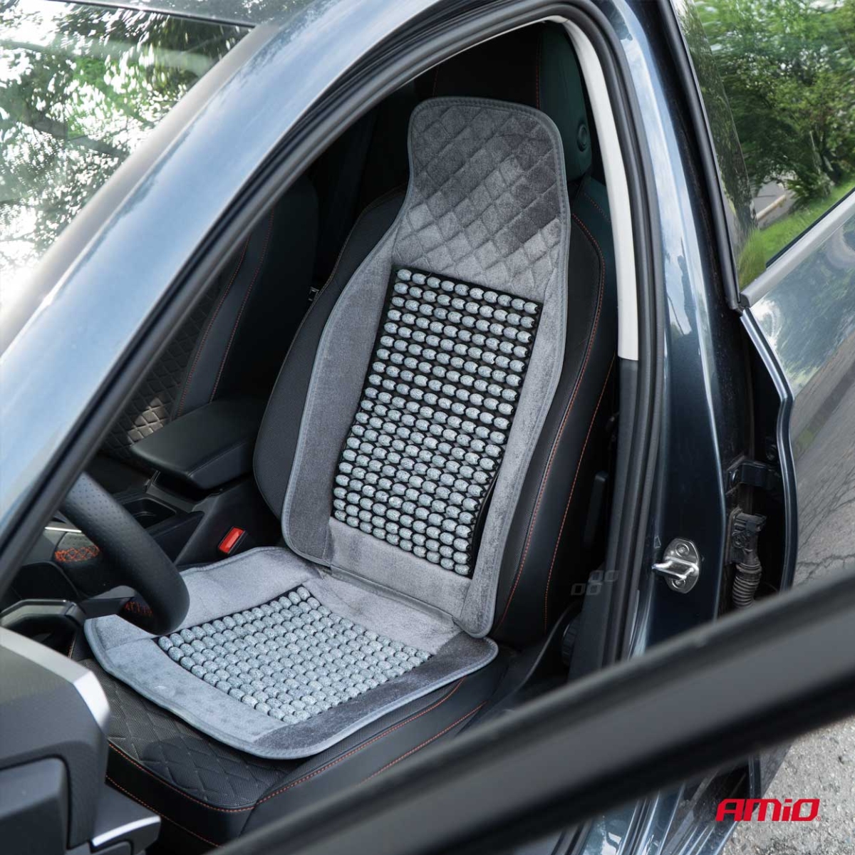 Tappetino per auto con perline, grigio, 45x120cm, CSM-17 AMIO-04430