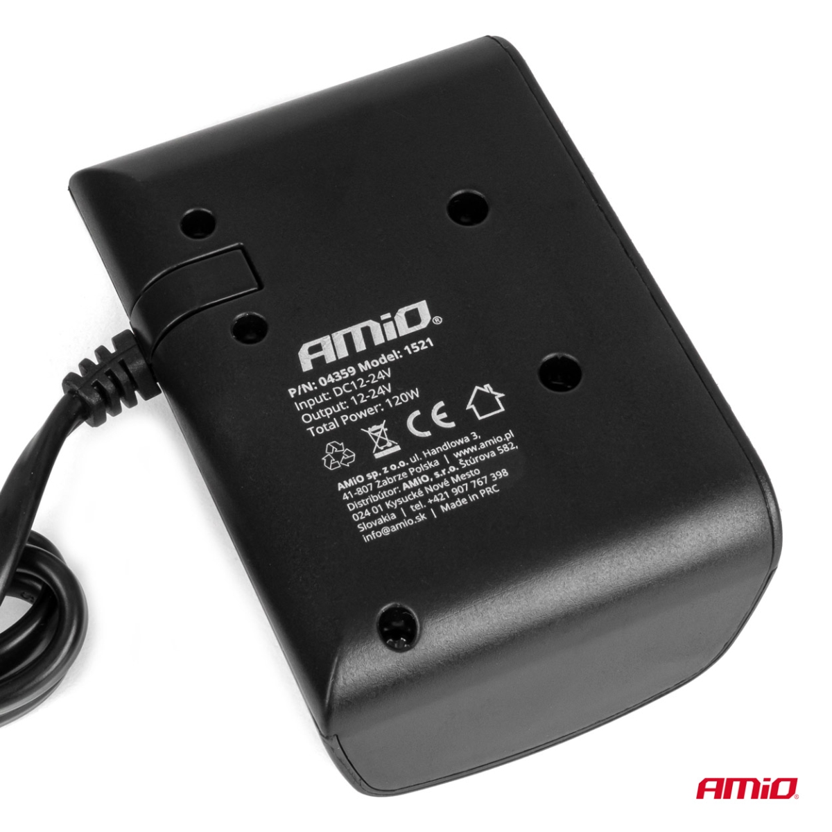 Rozdzielacz gniazda zapalniczki 12V 24V 120W 80cm AMIO-04359