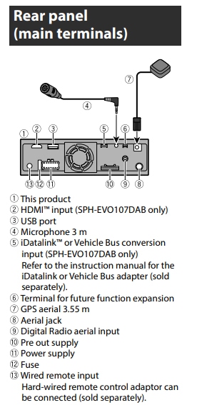 Pioneer SPH-EVO107DAB-UNI multimediastation, 10,1 tum, 1-DIN installationstyp, flyttbar skärm.