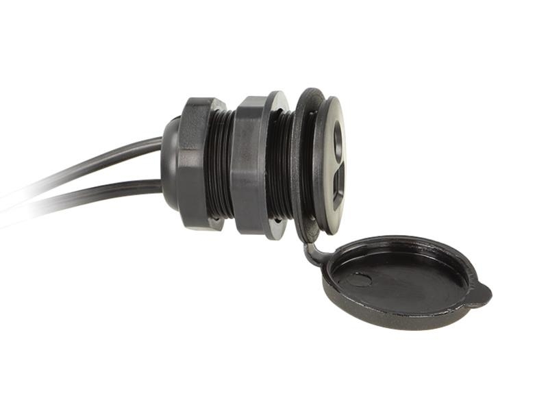 KFZ-Steckdose USB A, Klinke 3,5 mm zum Einbau 5V/1x2,1A wasserdicht