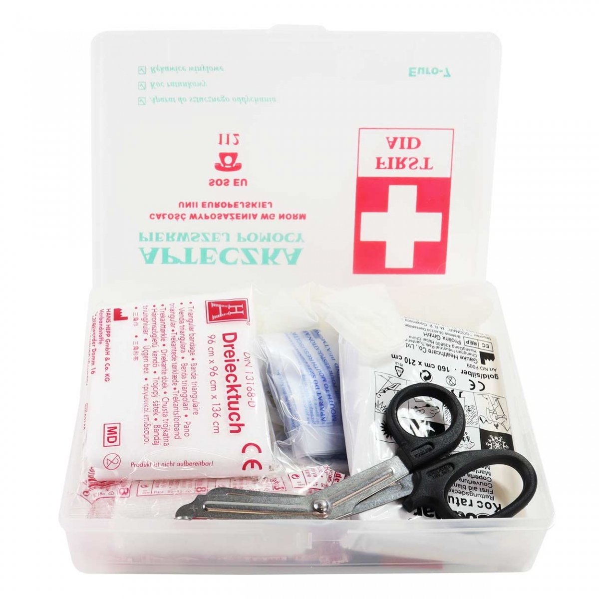 Kit di pronto soccorso per auto TIPO B Euro-7 trasparente