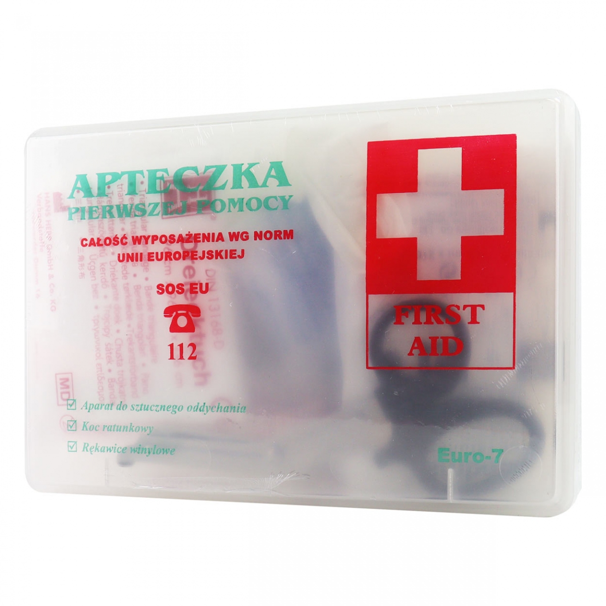 Kit di pronto soccorso per auto TIPO B Euro-7 trasparente